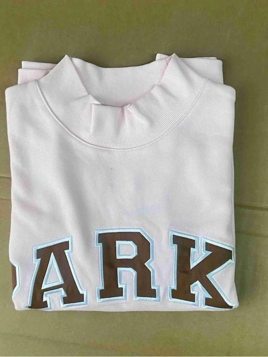 Parker Light Pink Crewneck Sweatshirt with Brown Lettering - Picture 2 of 6